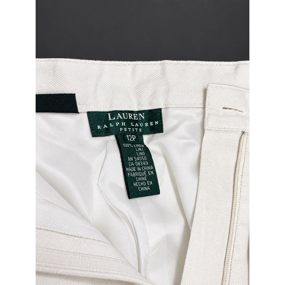 Lauren Ralph Lauren Petite Women’s Ivory Wide Leg Pants P/S Cotton Blend